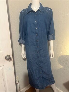 Given Kale | Dresses | Given Kale Ruffled Sleeve Button Up Jean Dress |  Poshmark